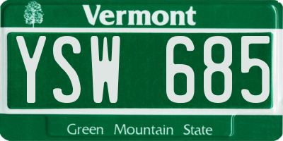 VT license plate YSW685