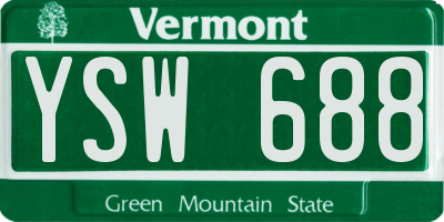 VT license plate YSW688