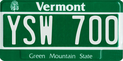 VT license plate YSW700