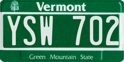 VT license plate YSW702
