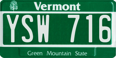 VT license plate YSW716