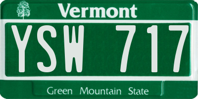 VT license plate YSW717