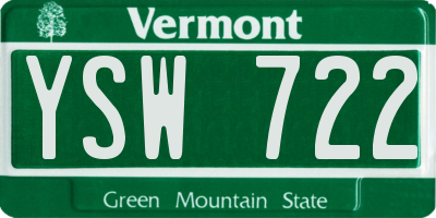 VT license plate YSW722