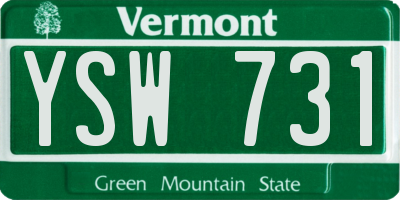 VT license plate YSW731