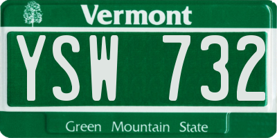 VT license plate YSW732