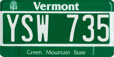 VT license plate YSW735