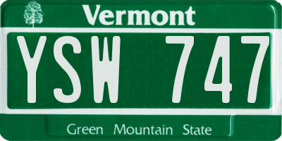 VT license plate YSW747