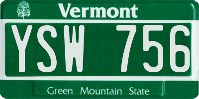VT license plate YSW756