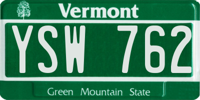 VT license plate YSW762