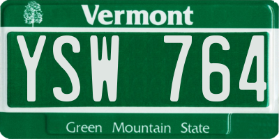 VT license plate YSW764