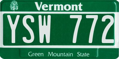 VT license plate YSW772