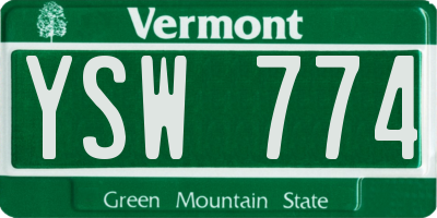 VT license plate YSW774