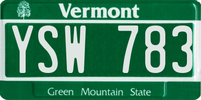 VT license plate YSW783