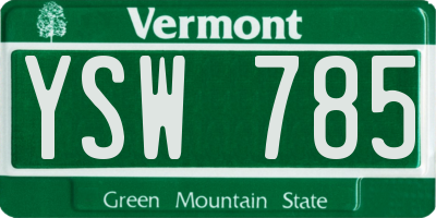 VT license plate YSW785
