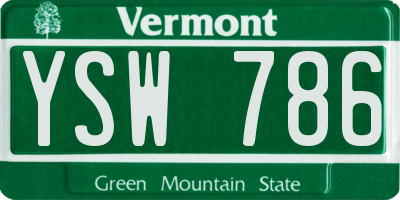 VT license plate YSW786