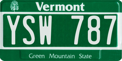 VT license plate YSW787