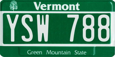 VT license plate YSW788
