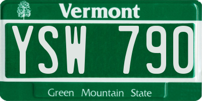 VT license plate YSW790