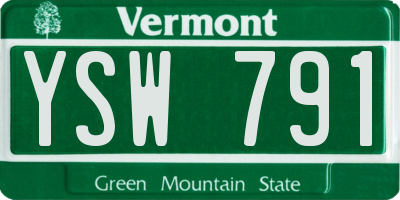 VT license plate YSW791