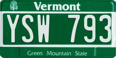 VT license plate YSW793