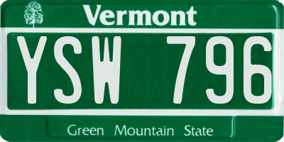VT license plate YSW796