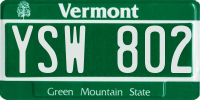 VT license plate YSW802