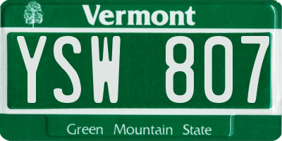 VT license plate YSW807