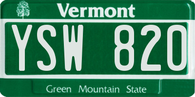 VT license plate YSW820