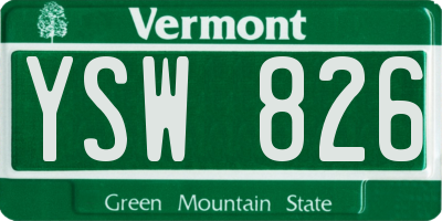 VT license plate YSW826