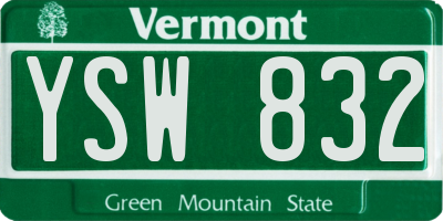 VT license plate YSW832