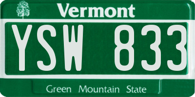 VT license plate YSW833