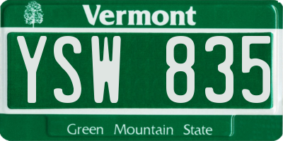 VT license plate YSW835