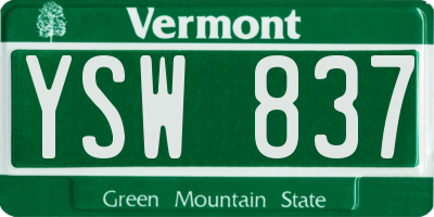 VT license plate YSW837