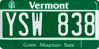 VT license plate YSW838