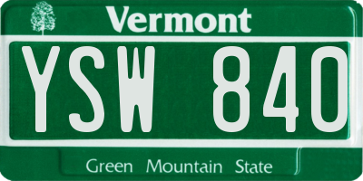 VT license plate YSW840