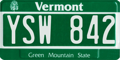 VT license plate YSW842