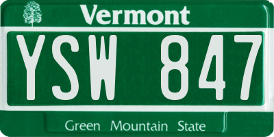 VT license plate YSW847