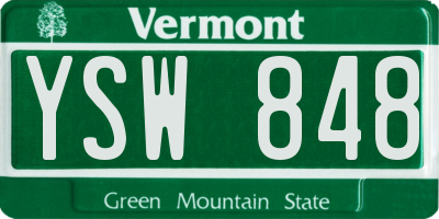VT license plate YSW848
