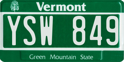 VT license plate YSW849