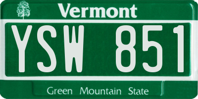 VT license plate YSW851