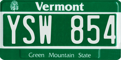VT license plate YSW854