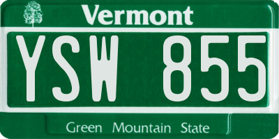VT license plate YSW855