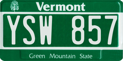 VT license plate YSW857
