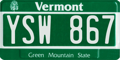 VT license plate YSW867
