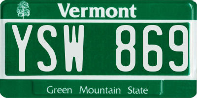 VT license plate YSW869