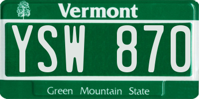 VT license plate YSW870