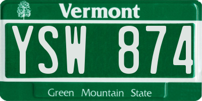 VT license plate YSW874