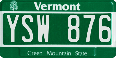 VT license plate YSW876