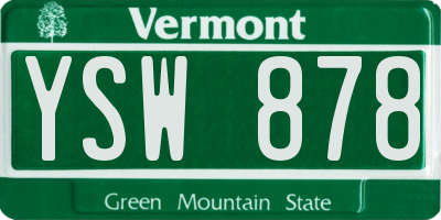 VT license plate YSW878