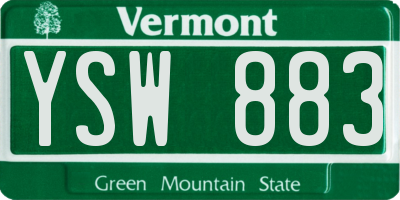 VT license plate YSW883